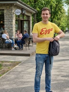 Primark Men’s Yellow Kellogg’s Eggo Logo Graphic Crew Neck Cotton T-Shirt Size M